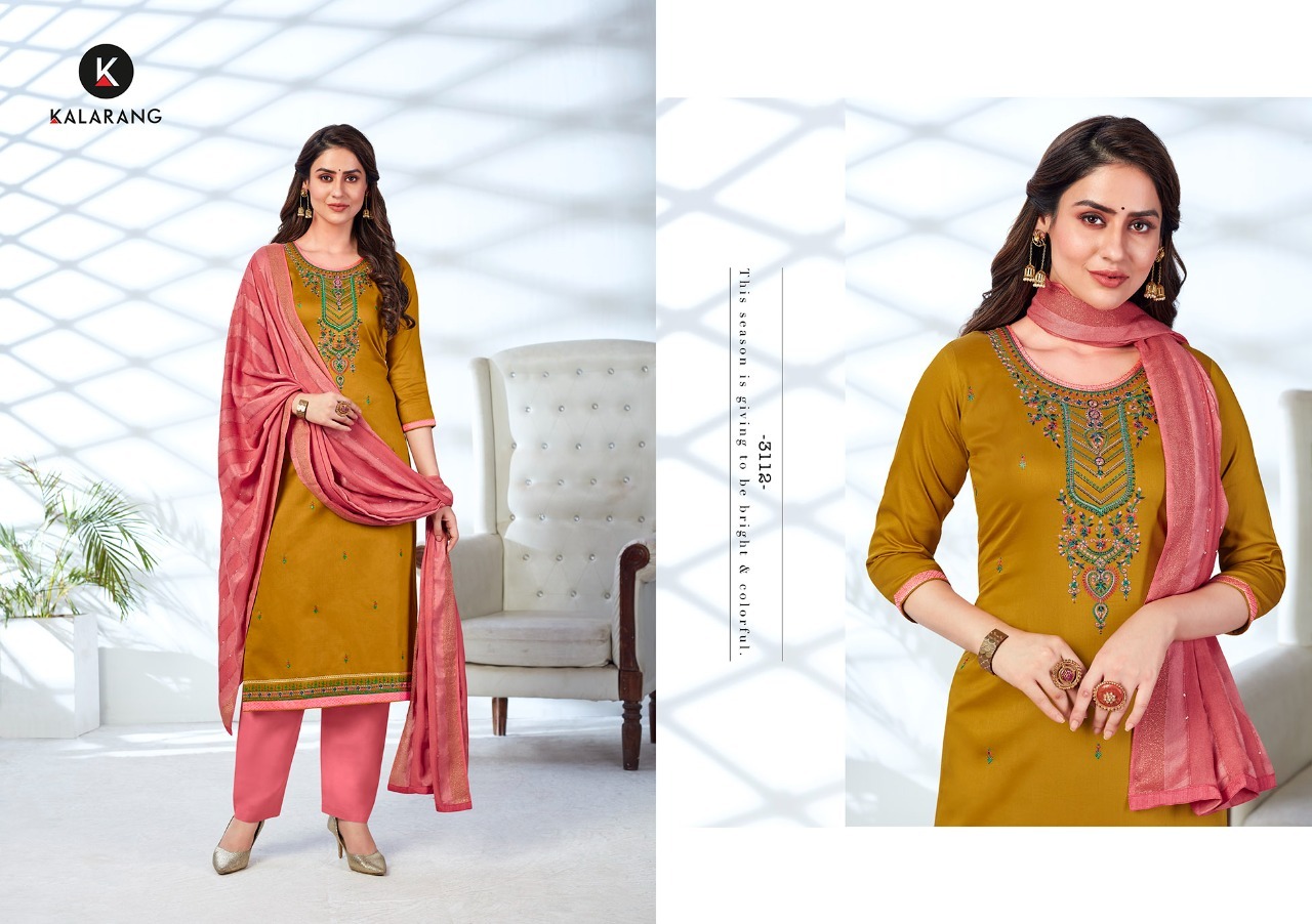 Kalarang Saloni Vol 7 Fancy Cotton Embroidery Salwar Suits Catalog