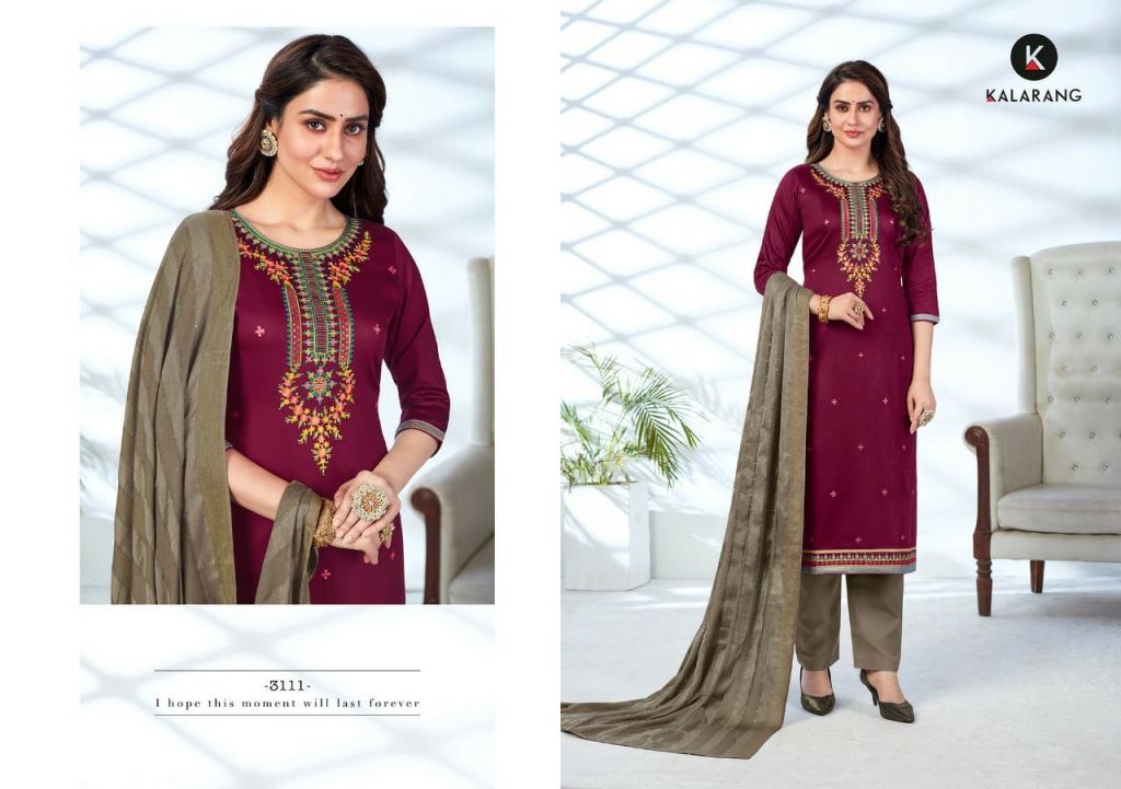 Kalarang Saloni Vol 7 Jam Silk Embroidery Salwar Kameez Catalog