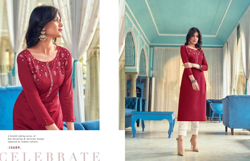 Kalaroop Lily  Vol 20 Rayon Fancy Embroidery Kurti Catalog