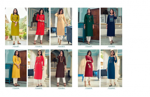 Kalaroop Lily  Vol 20 Rayon Fancy Embroidery Kurti Catalog