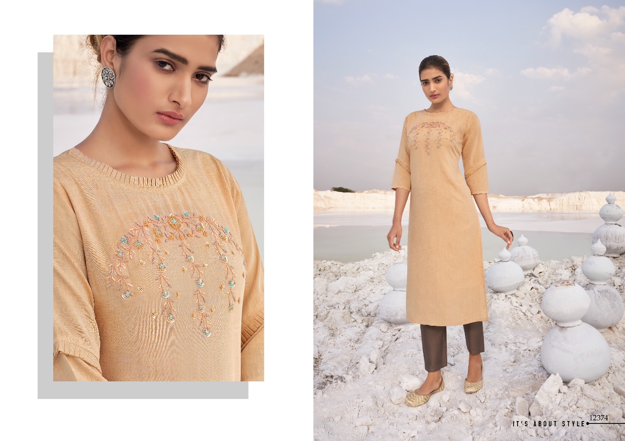 Kalaroop Vision Designer Silk Embroidery Kurti Catalog