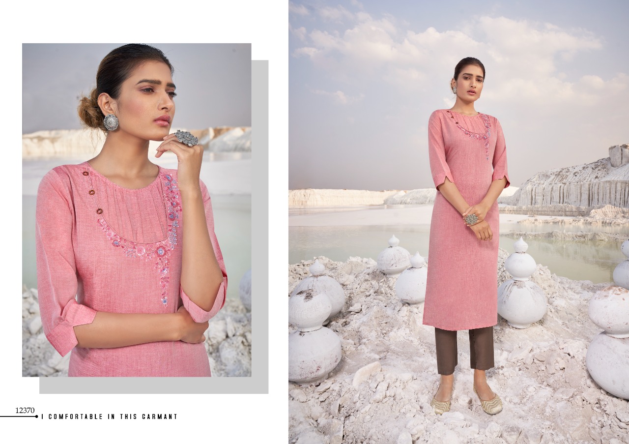 Kalaroop Vision Designer Silk Embroidery Kurti Catalog