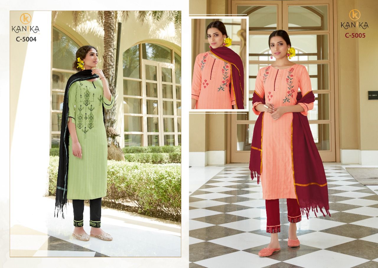 Kanika Charlie Designer Rayon Embroidery Ready-made Catalog