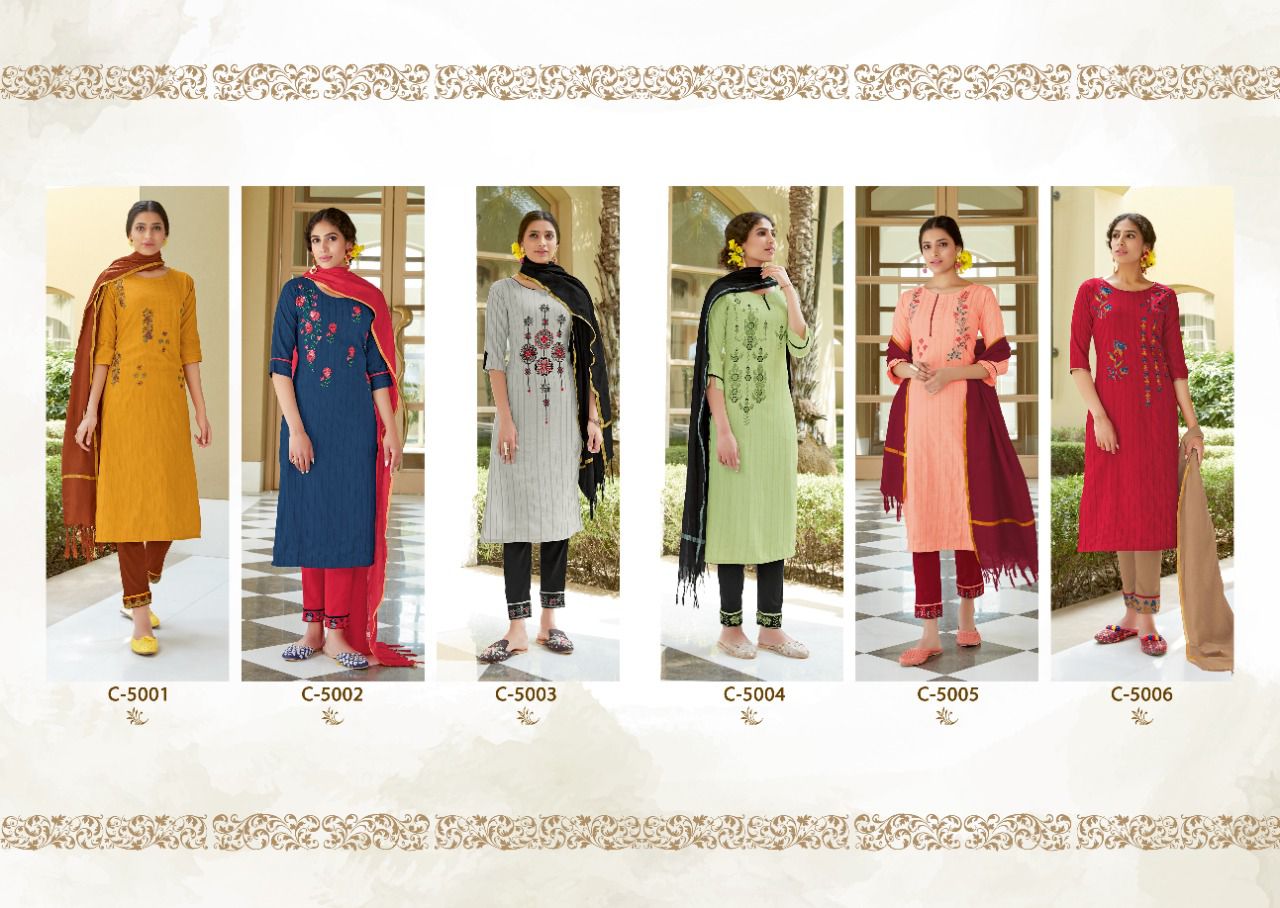 Kanika Charlie Designer Rayon Embroidery Ready-made Catalog
