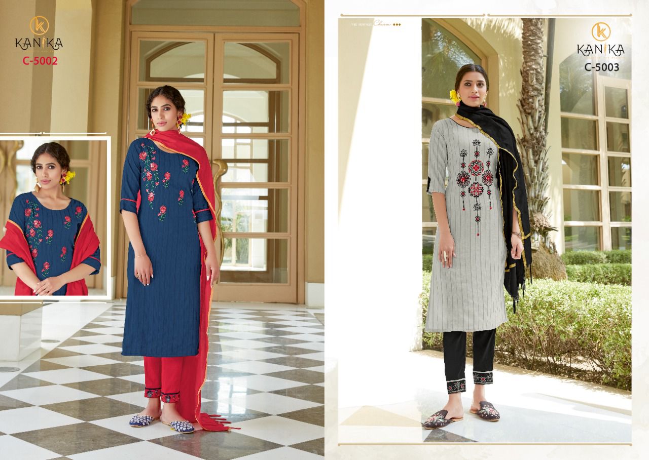Kanika Charlie Designer Rayon Embroidery Ready-made Catalog
