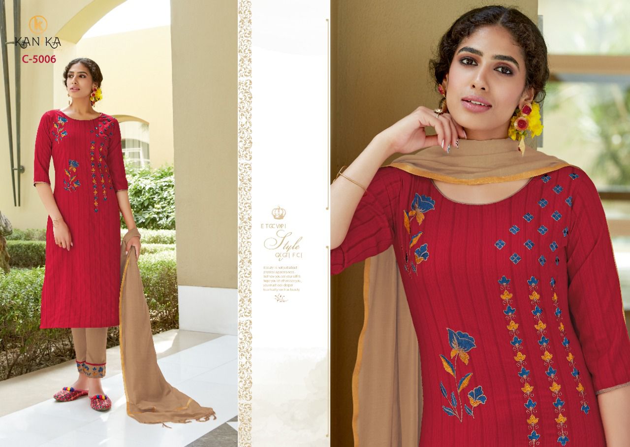 Kanika Charlie Designer Rayon Embroidery Ready-made Catalog