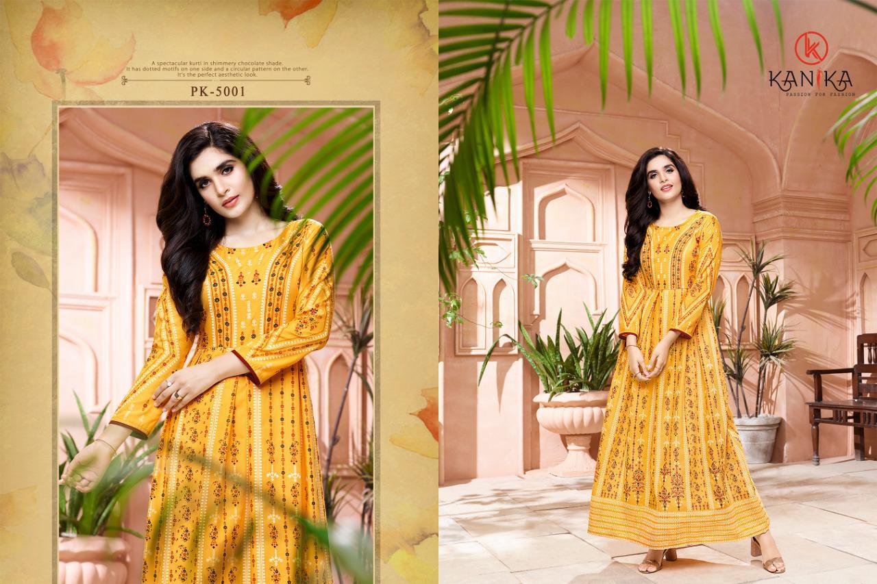 Kanika Pankhudi Viscose Gold Print Long Kurti Catalog