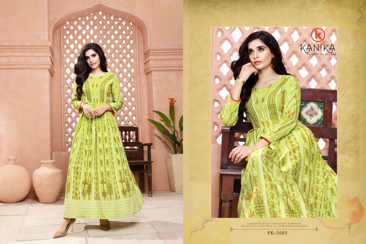 Kanika Pankhudi Viscose Gold Print Long Kurti Catalog
