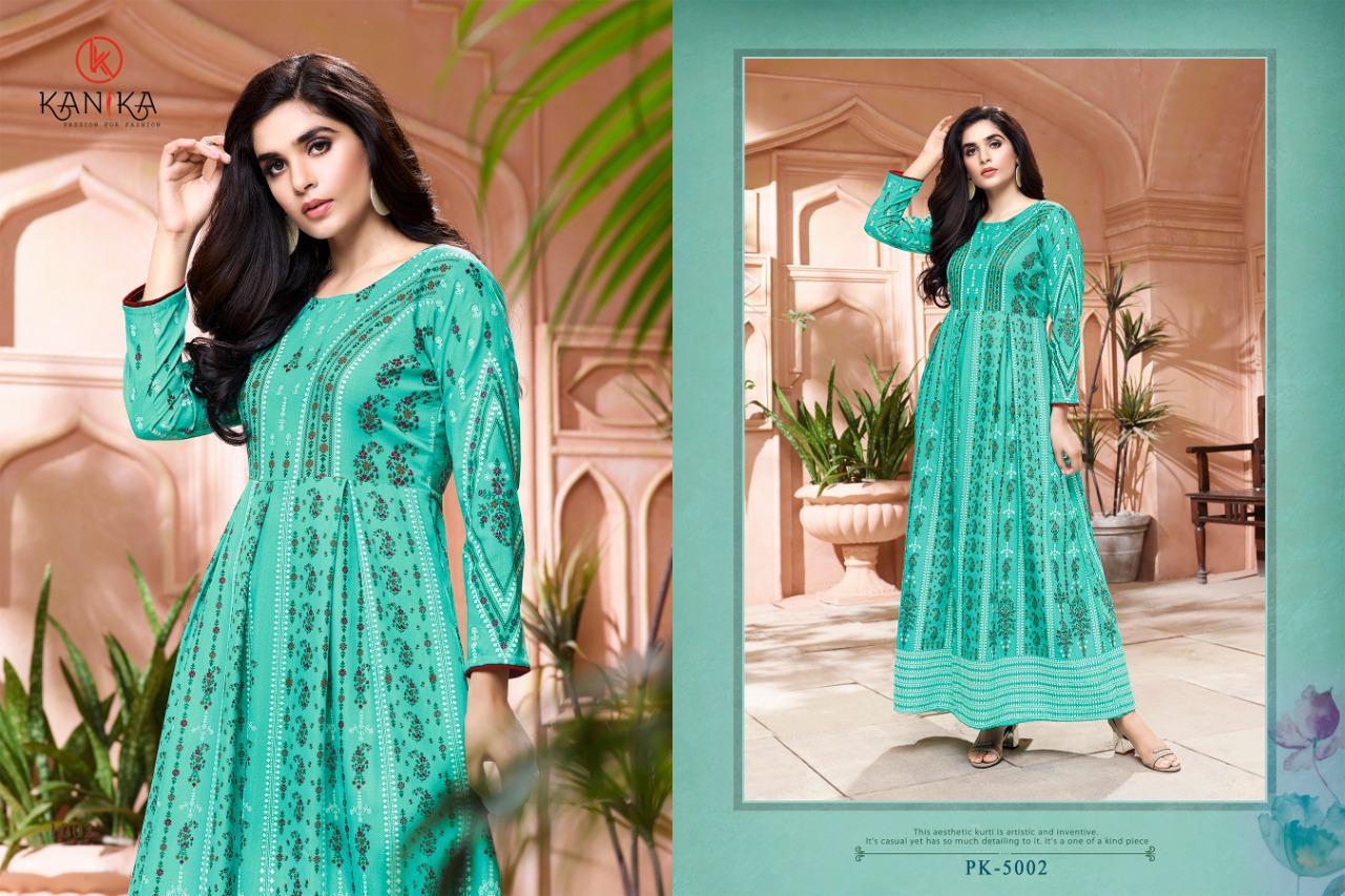 Kanika Pankhudi Viscose Gold Print Long Kurti Catalog