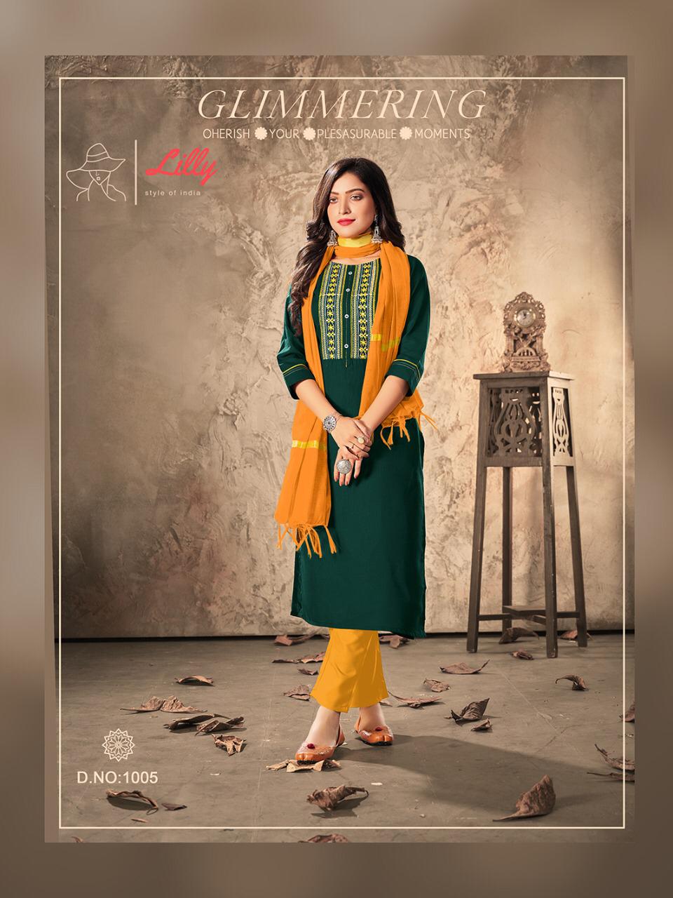 Lilly Shivali Rayon Designer Readymade Salwar	Suits Catalog