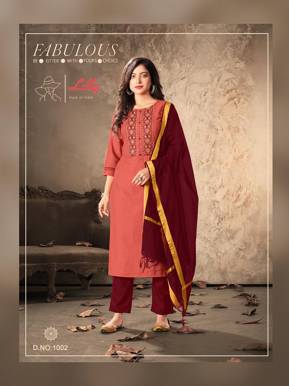 Lilly Shivali Rayon Designer Readymade Salwar	Suits Catalog