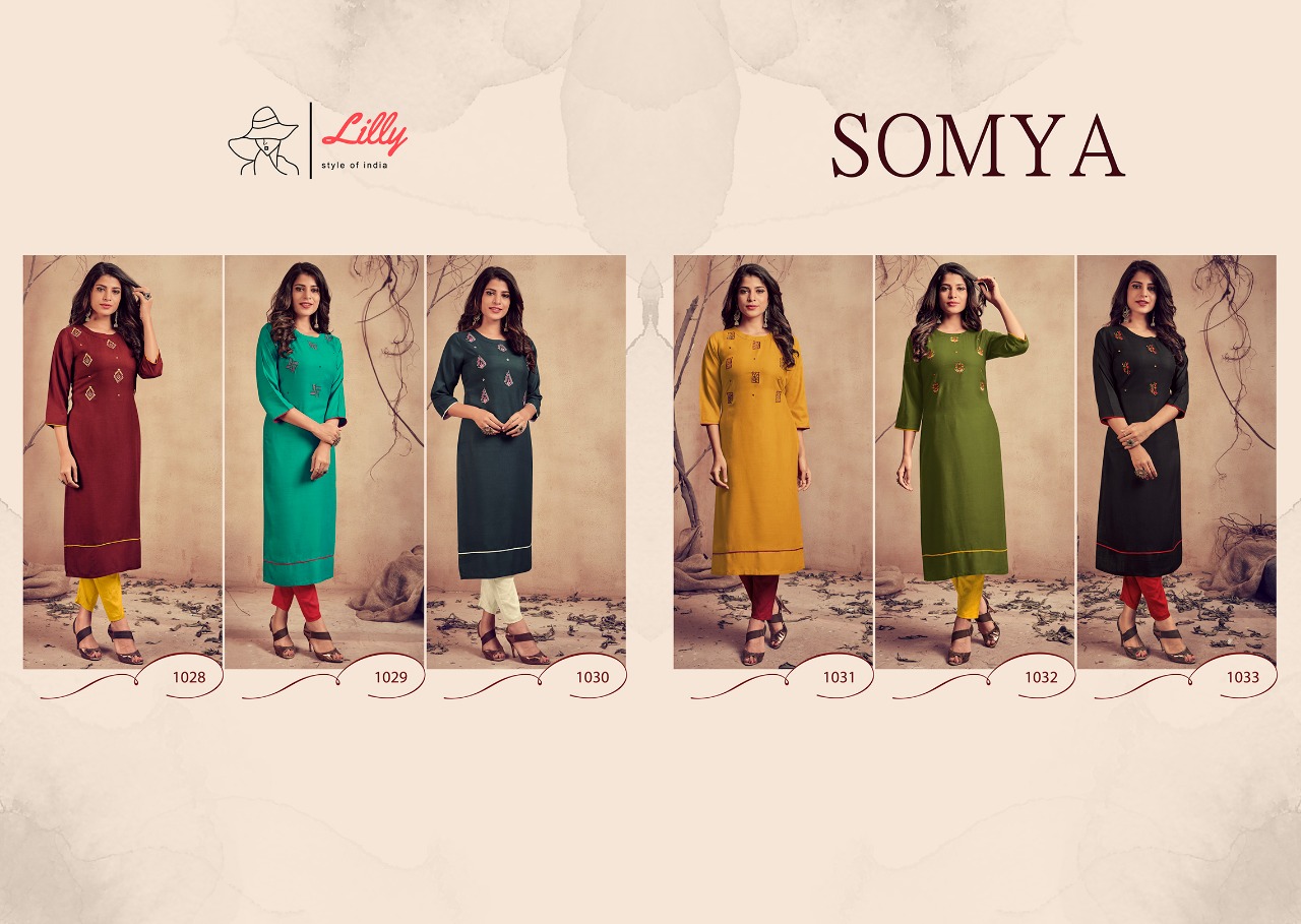 Lilly Somya Rayon Designer Embroidery Kurti Catalog