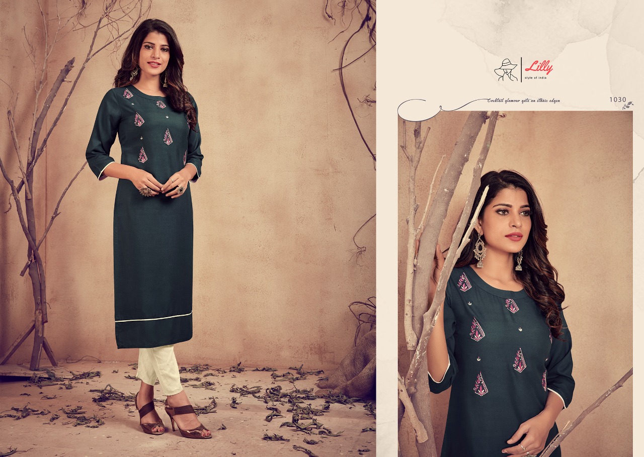 Lilly Somya Rayon Designer Embroidery Kurti Catalog