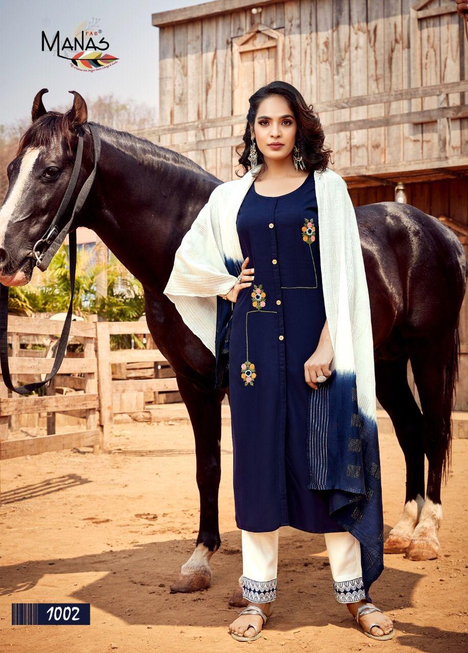 Manas Glory Rayon Fancy Embroidery Ready-made  Kurti Catalog
