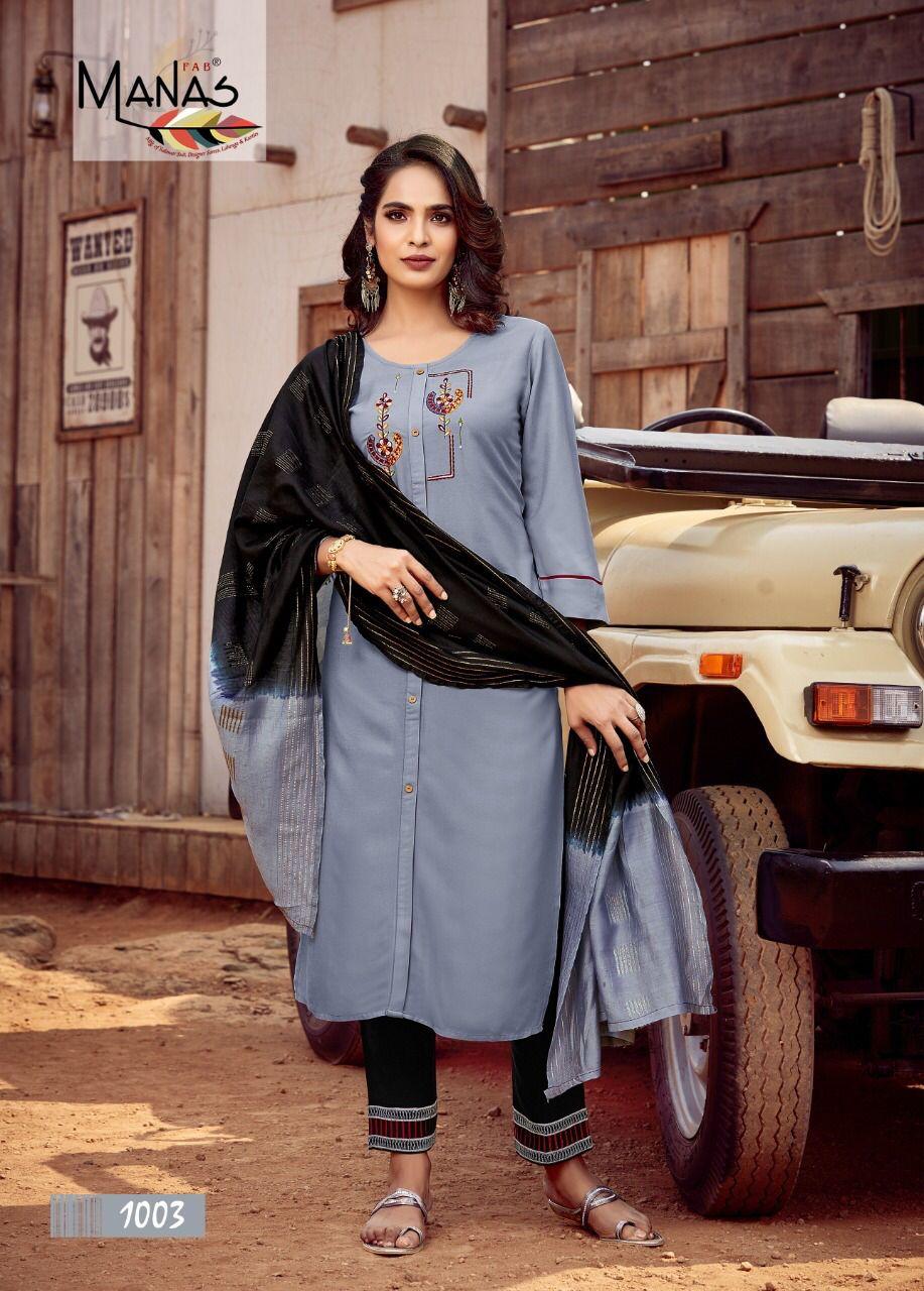 Manas Glory Rayon Fancy Embroidery Ready-made  Kurti Catalog