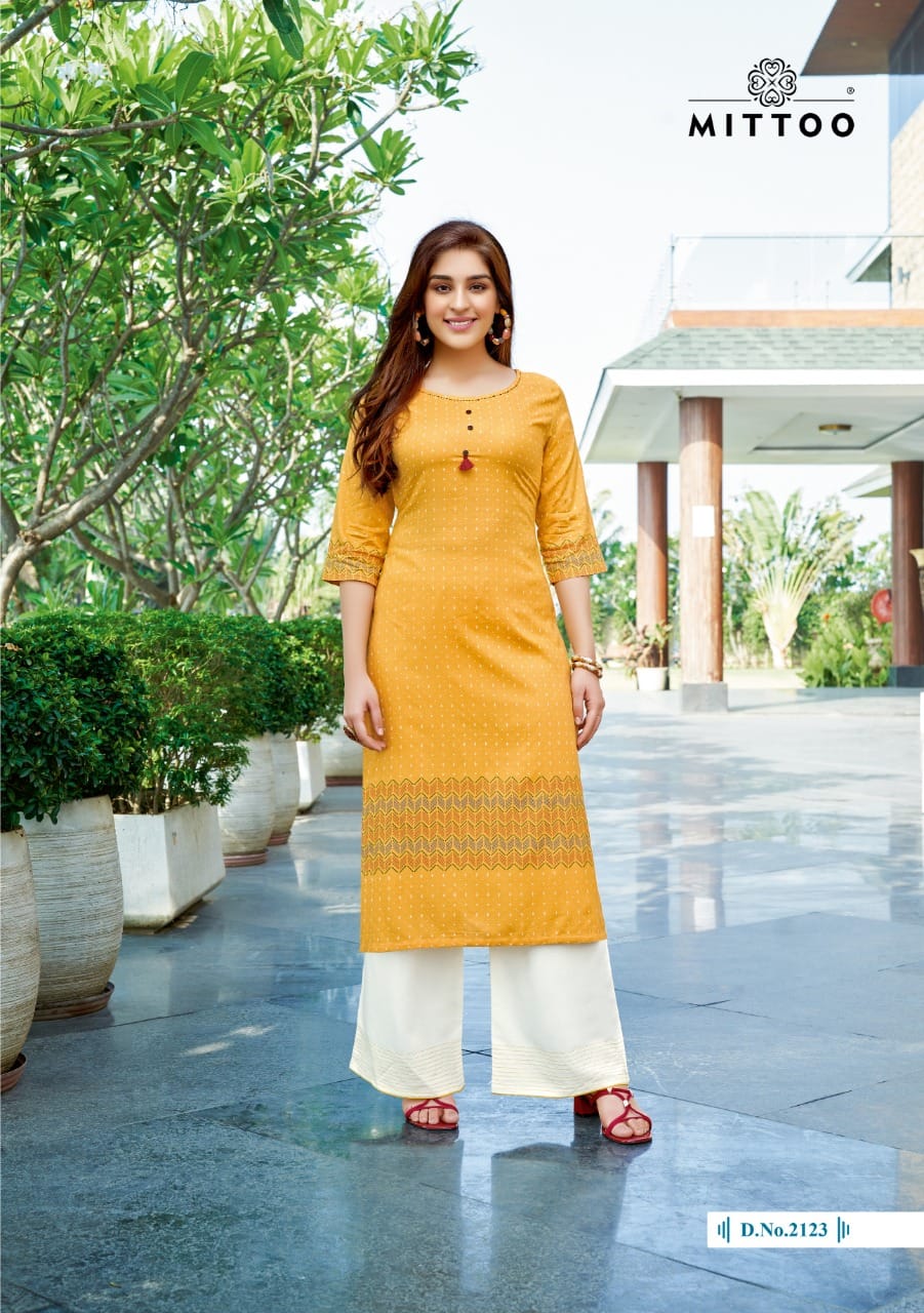 Mittoo Panghat Vol 19 Rayon Designer Kurti With Plazzo Catalog