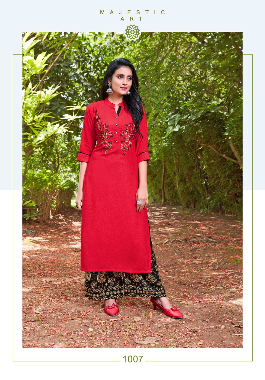 Parra Studio Eva Rayon Fancy Emnroidery Kurti With Plazzo Catalog