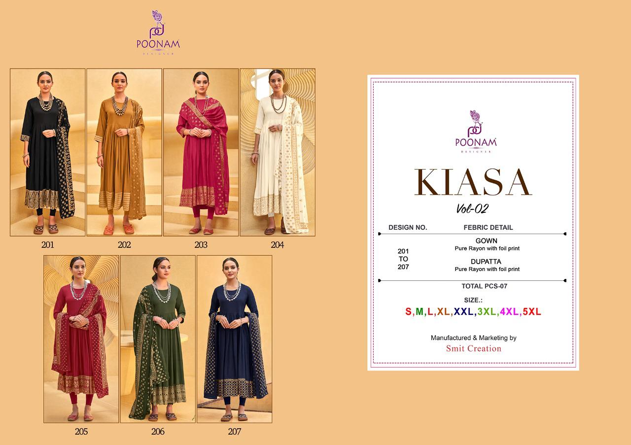 Poonam Kiasa Vol 2 Festive Wear Gown With Dupatta Catalog