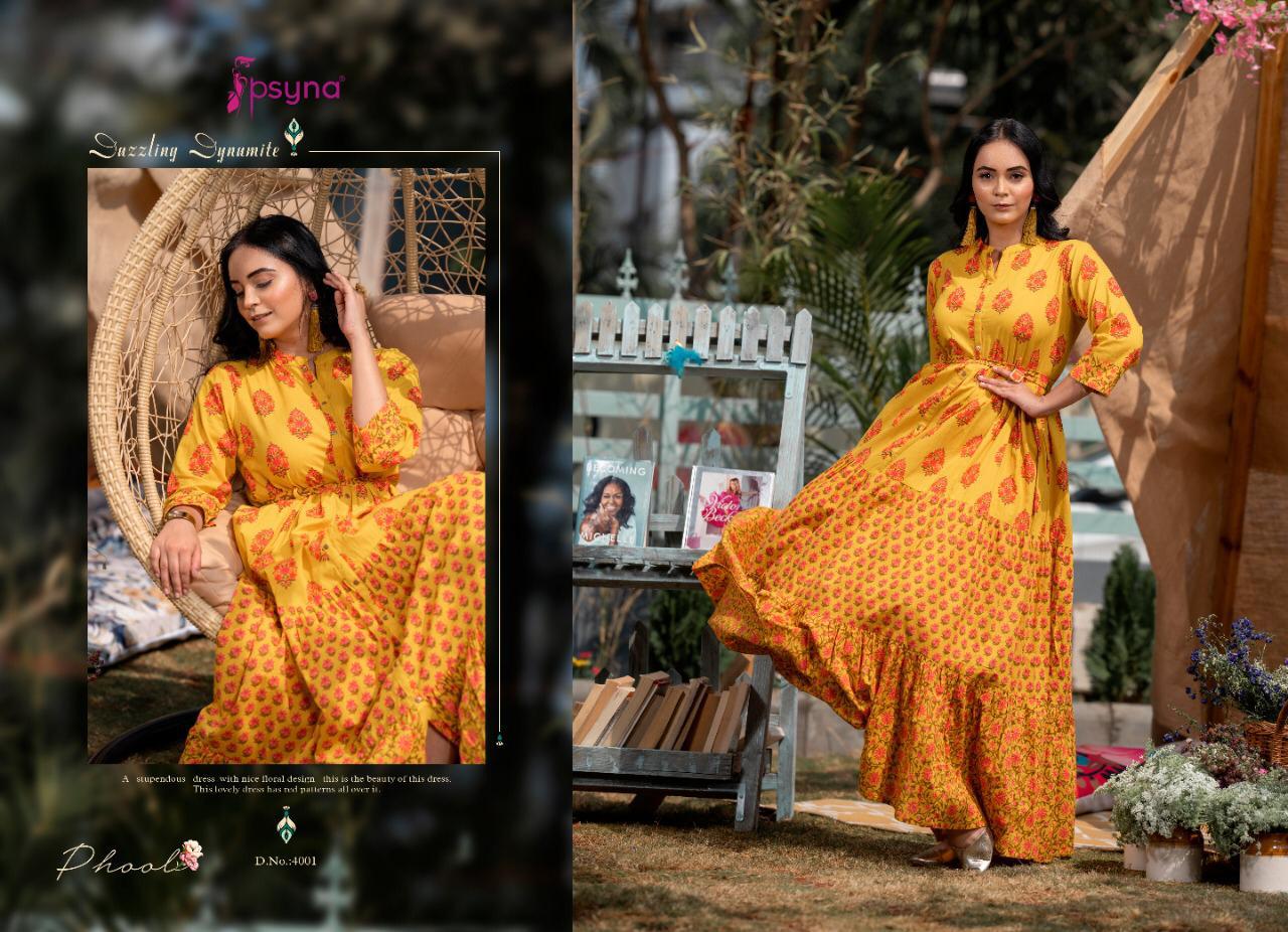 Psyna Phool  Vol 4 Fancy Wear Cambric Cotton Long Anarkali Kurti Catalog