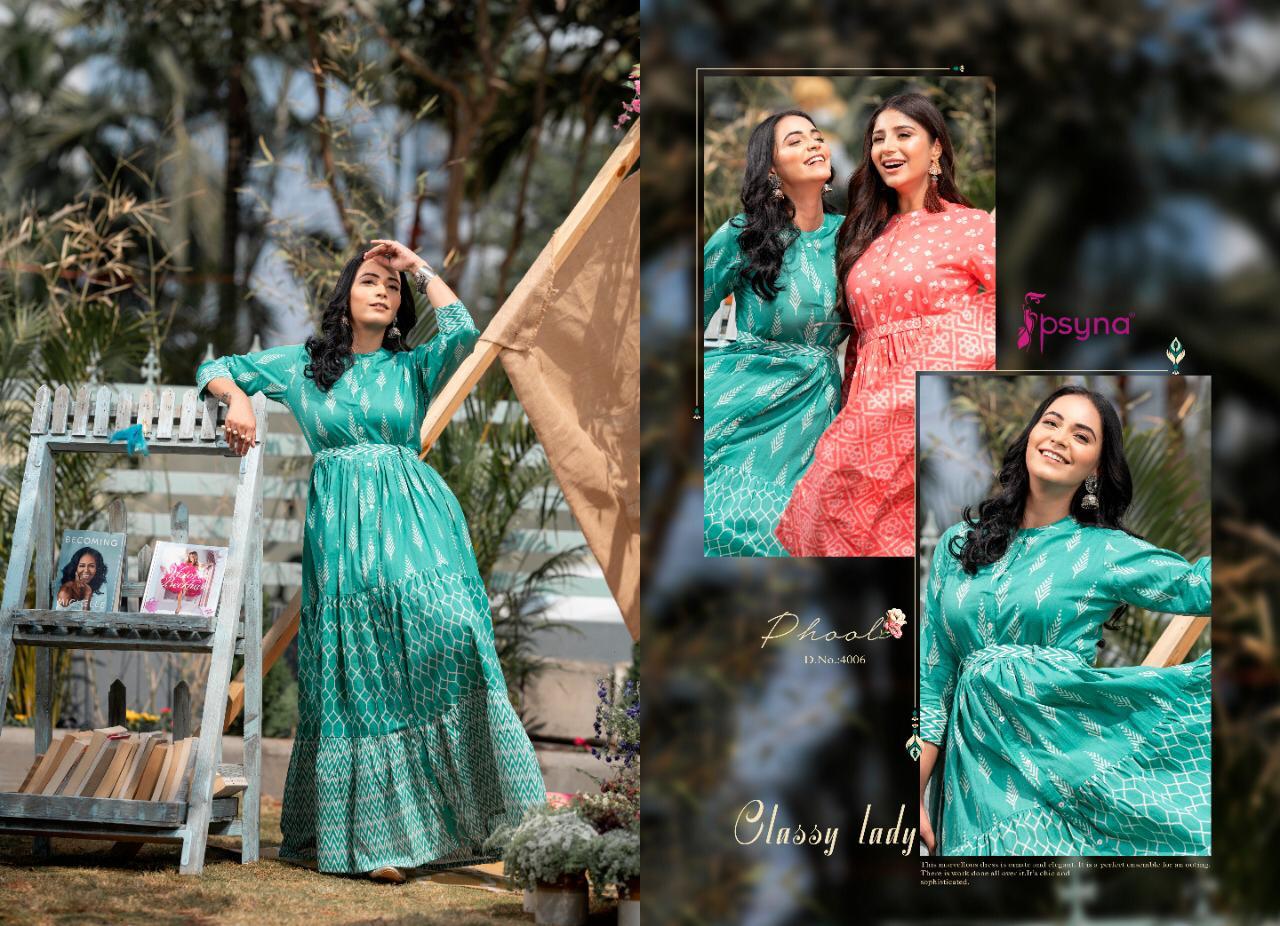 Psyna Phool  Vol 4 Fancy Wear Cambric Cotton Long Anarkali Kurti Catalog