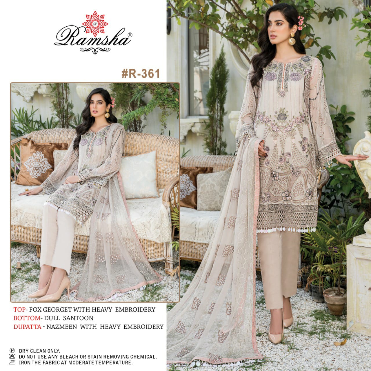 Ramsha R 359 To R 362 Fancy Georgette Embroidery Pakistani Salwar Suits Catalog
