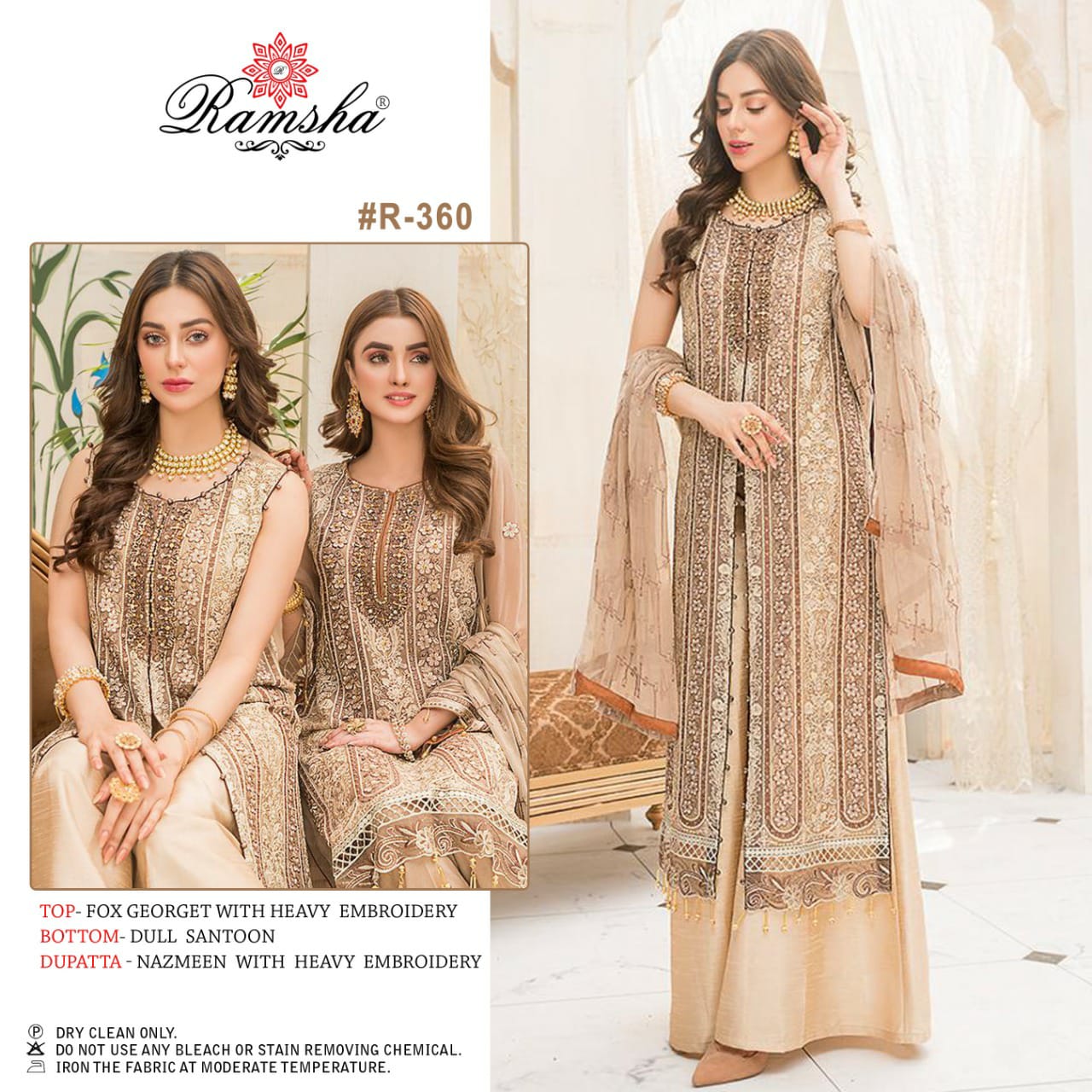Ramsha R 359 To R 362 Fancy Georgette Embroidery Pakistani Salwar Suits Catalog