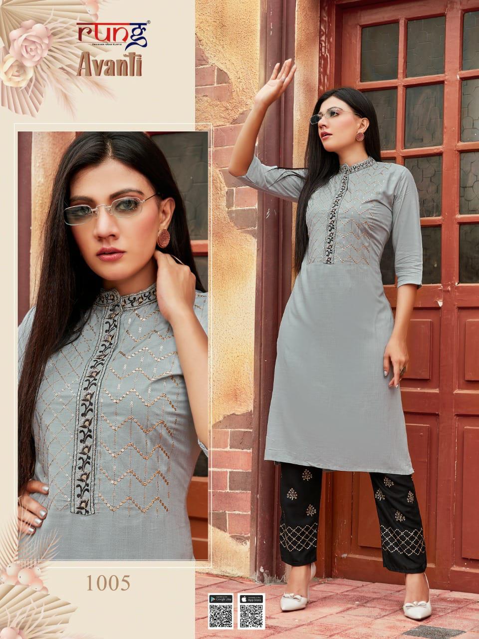 Rung Avanti Heavy Rayon Designer Kurti With Bottom Catalog