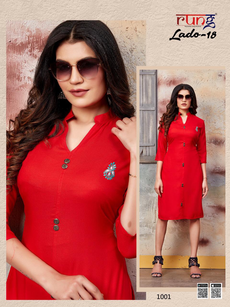 Rung Lado Vol 18 Heavy Slub Rayon Designer Kurti Catalog