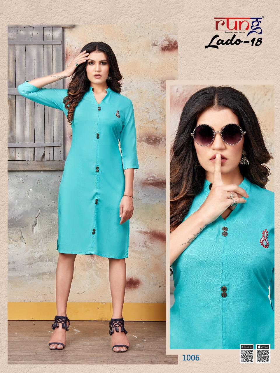 Rung Lado Vol 18 Heavy Slub Rayon Designer Kurti Catalog