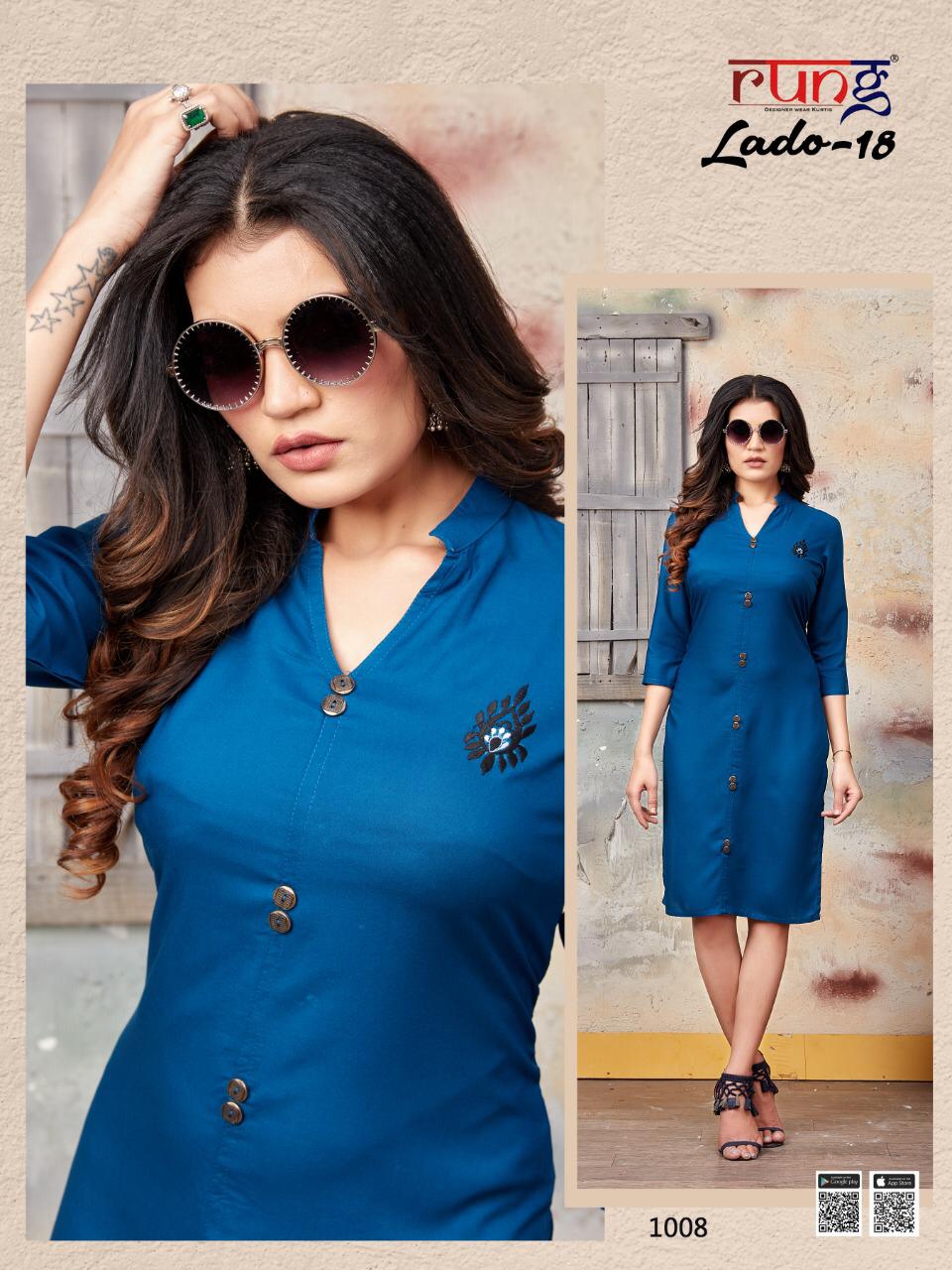 Rung Lado Vol 18 Heavy Slub Rayon Designer Kurti Catalog
