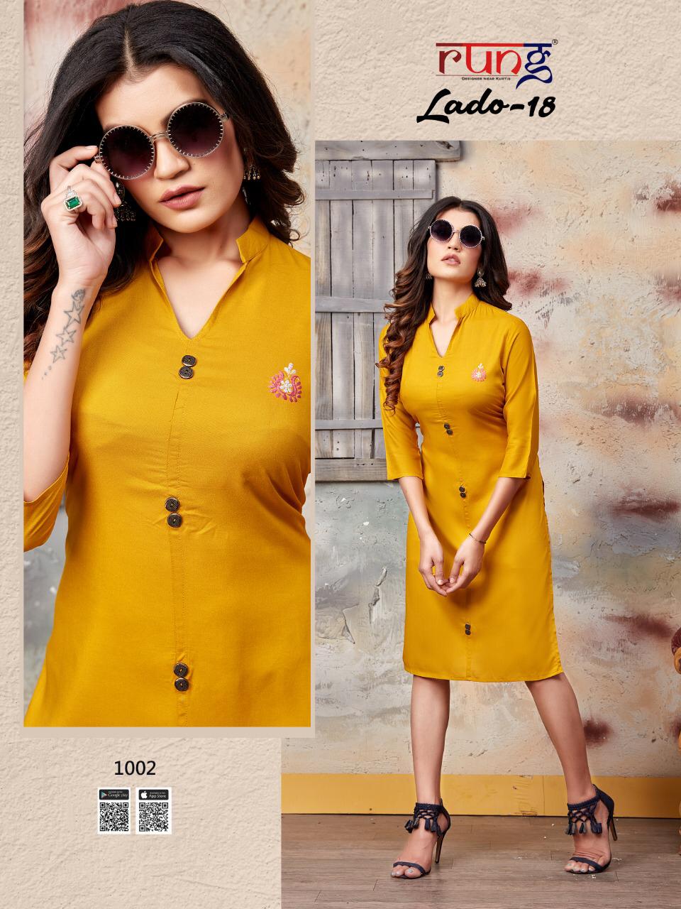 Rung Lado Vol 18 Heavy Slub Rayon Designer Kurti Catalog