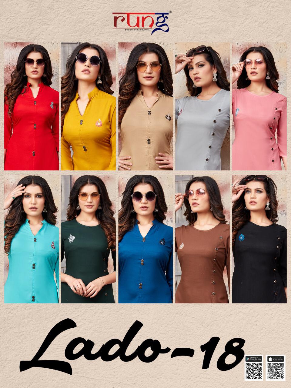 Rung Lado Vol 18 Heavy Slub Rayon Designer Kurti Catalog