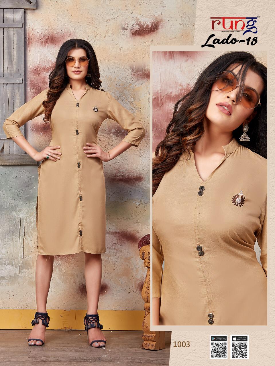 Rung Lado Vol 18 Heavy Slub Rayon Designer Kurti Catalog
