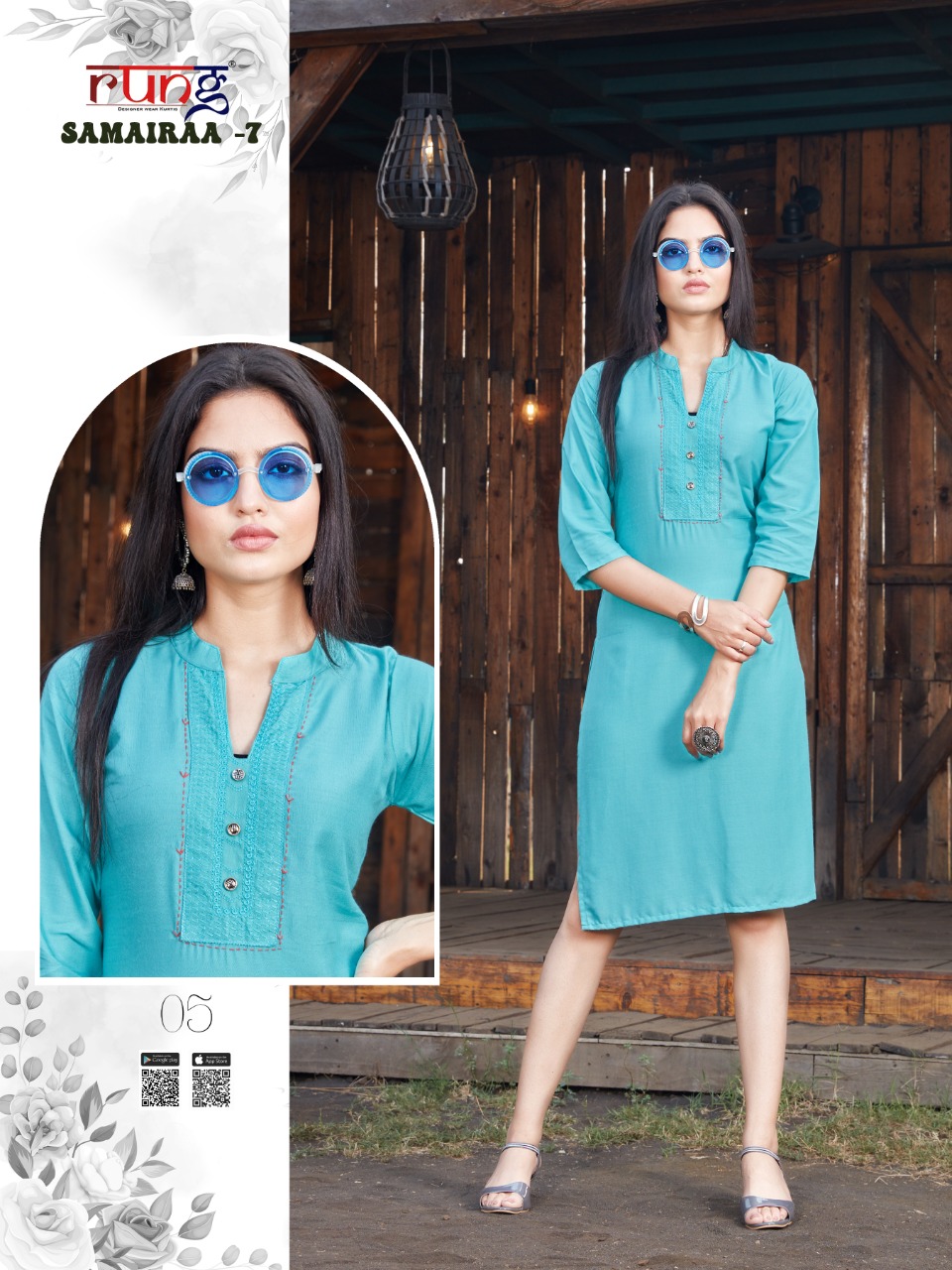 Rung Samairaa Vol 7 Rayon Fancy Embroidery Kurti Catalog