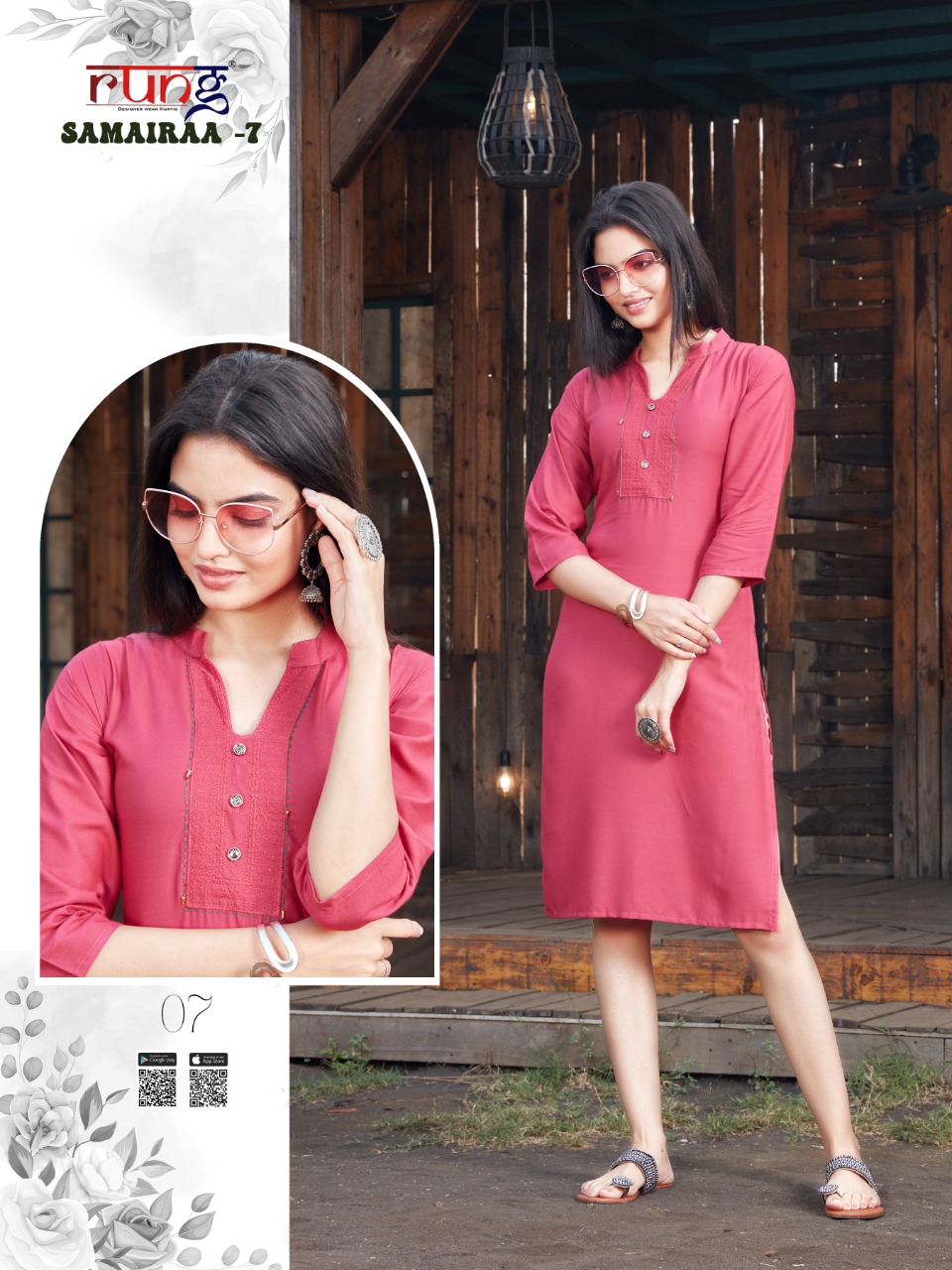 Rung Samairaa Vol 7 Rayon Fancy Embroidery Kurti Catalog