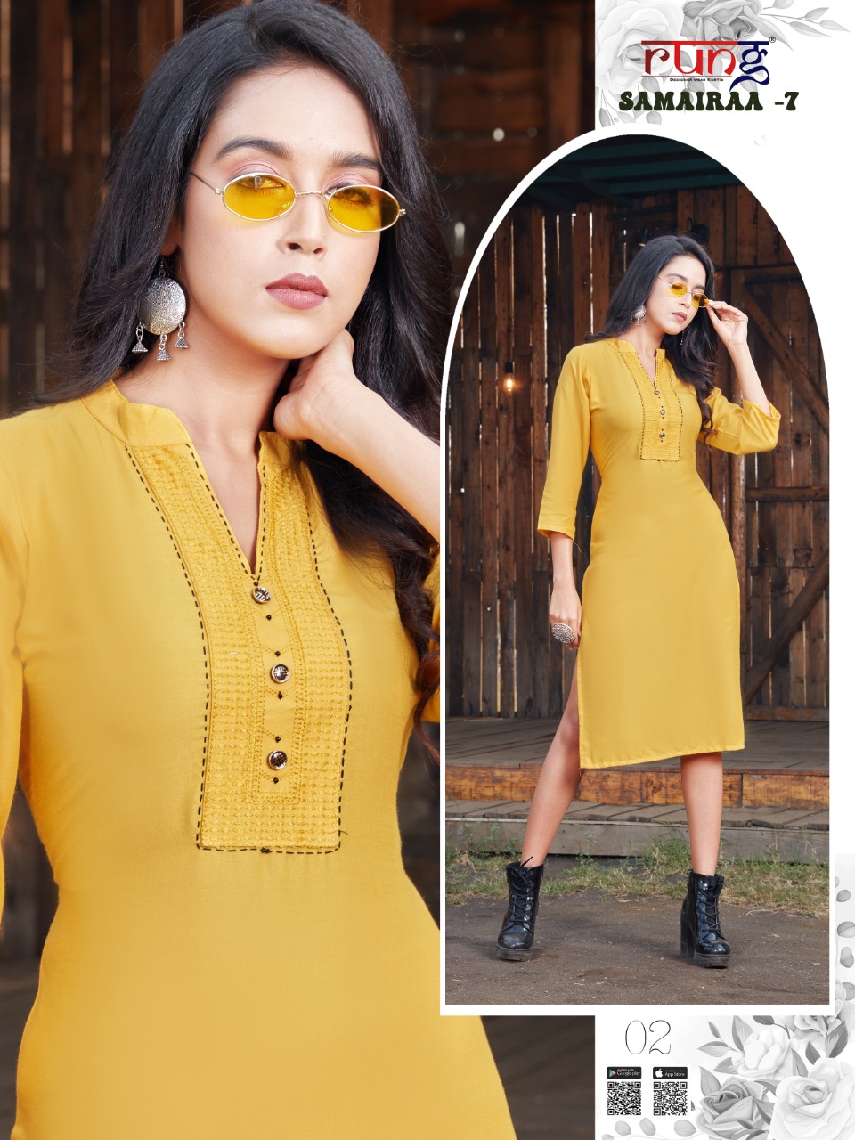 Rung Samairaa Vol 7 Rayon Fancy Embroidery Kurti Catalog