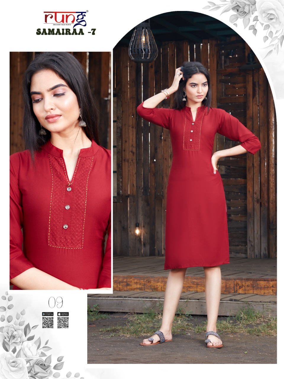 Rung Samairaa Vol 7 Rayon Fancy Embroidery Kurti Catalog