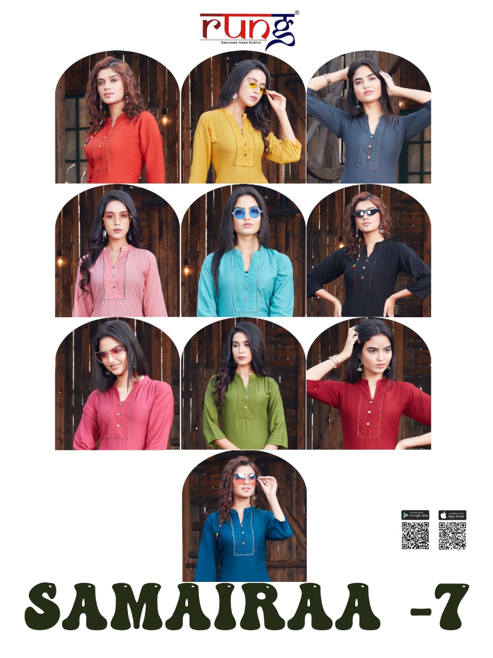 Rung Samairaa Vol 7 Rayon Fancy Embroidery Kurti Catalog