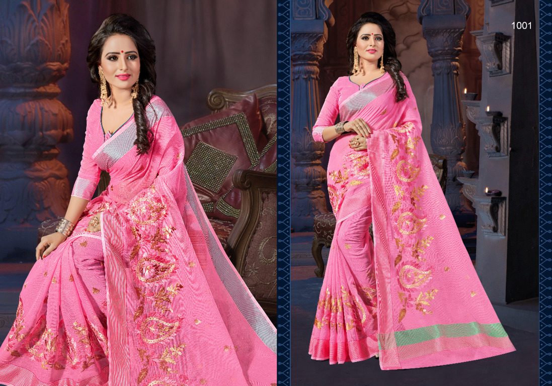 Sangam Presents Bandhan Supernet Embroidery Sarees