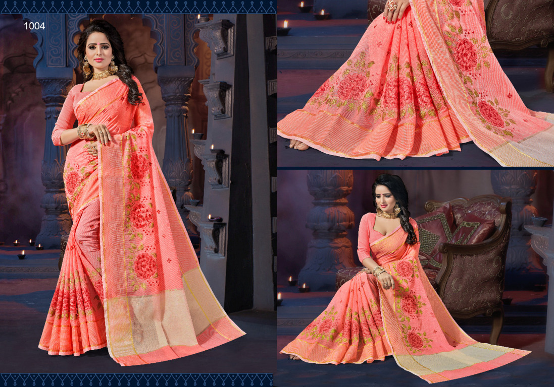 Sangam Presents Bandhan Supernet Embroidery Sarees