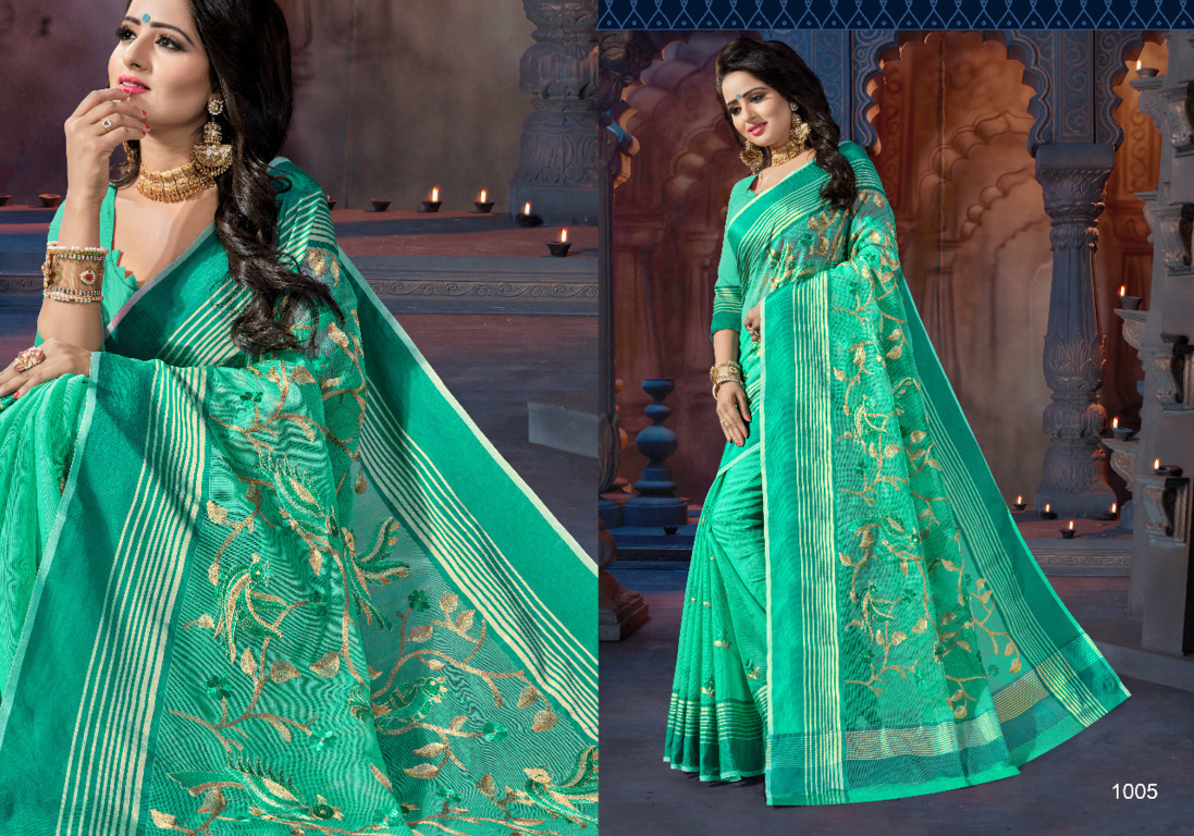 Sangam Presents Bandhan Supernet Embroidery Sarees