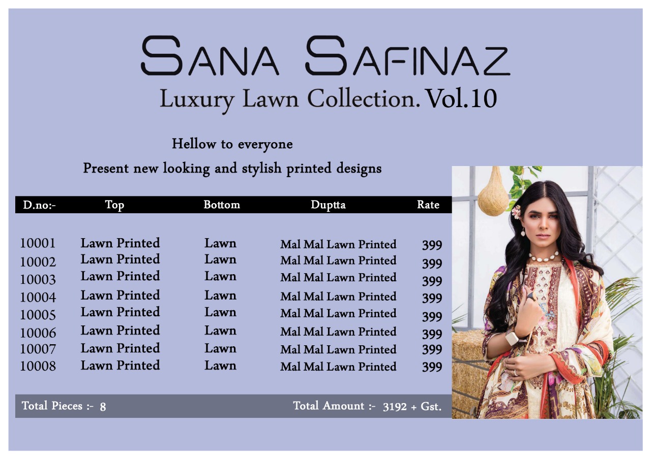 Sana Safinaz Luxury Lawn Collection  Vol 10 Pakistani Salwar Suits Bulk Buy Wholesale Pakistani Salwar Kameez  Catalog