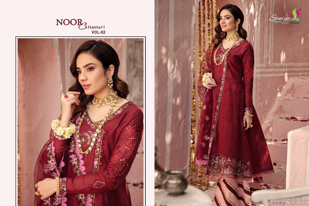 Saniya Noor Chikankari Vol  2 Designer Cotton Chikankari Pakistani Salwar Suits Catalog
