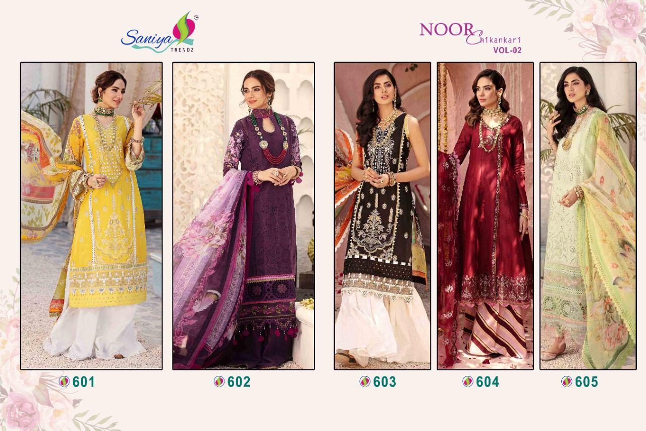 Saniya Noor Chikankari Vol  2 Designer Cotton Chikankari Pakistani Salwar Suits Catalog