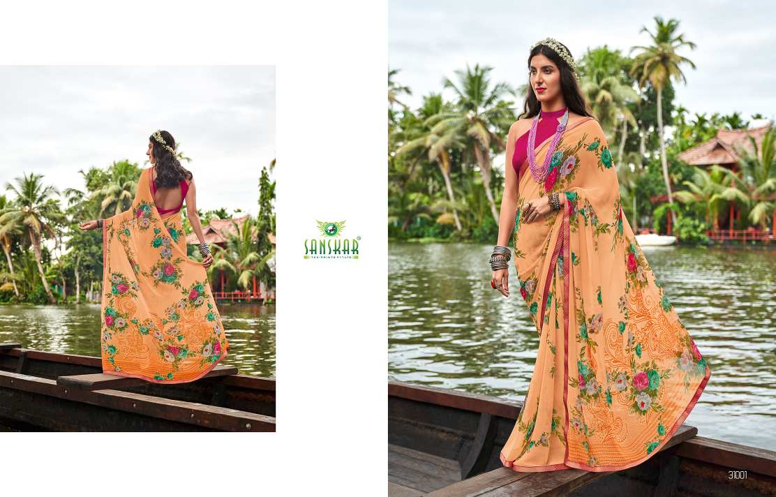 Sanskar Saachi Printed Wear Georgette Saree Catalog