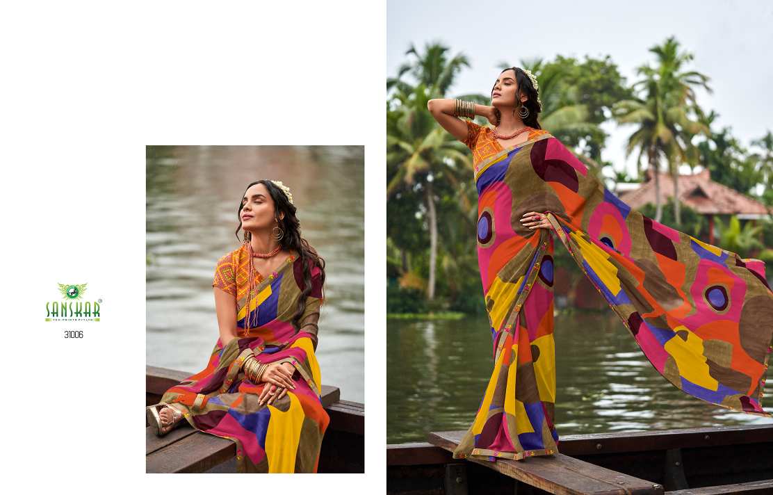 Sanskar Saachi Printed Wear Georgette Saree Catalog