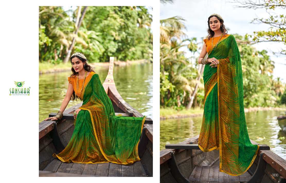 Sanskar Saachi Printed Wear Georgette Saree Catalog