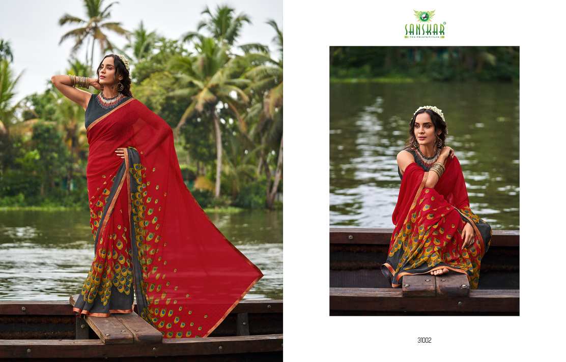 Sanskar Saachi Printed Wear Georgette Saree Catalog