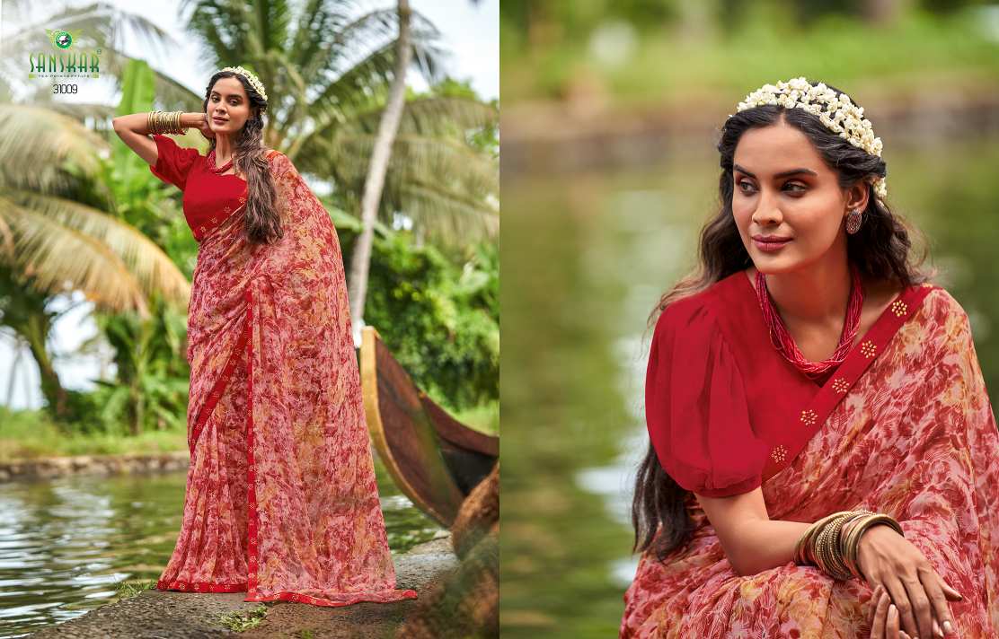 Sanskar Saachi Printed Wear Georgette Saree Catalog