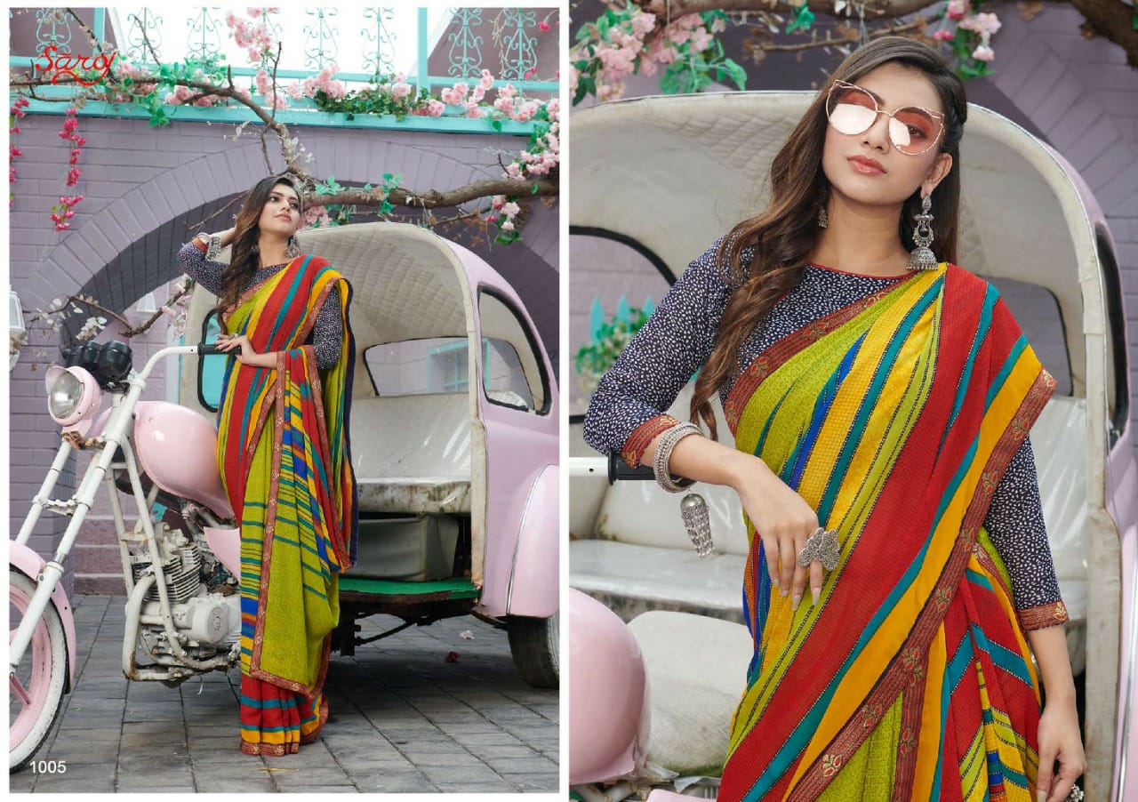 Saroj Aasma Georgette Renial Printed Saree Catalog